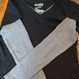 Danskin Now Black and Gray V-Neck Top
